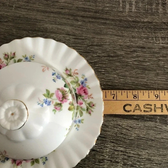 Vtg Royal Albert Moss Rose Covered Butter Dish - Picture 10 of 10